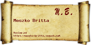 Meszko Britta névjegykártya